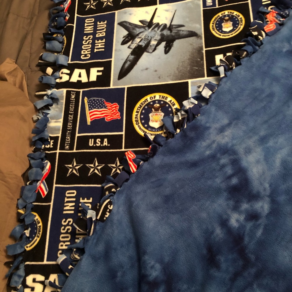 Large Airforce Handmade Tie blanket